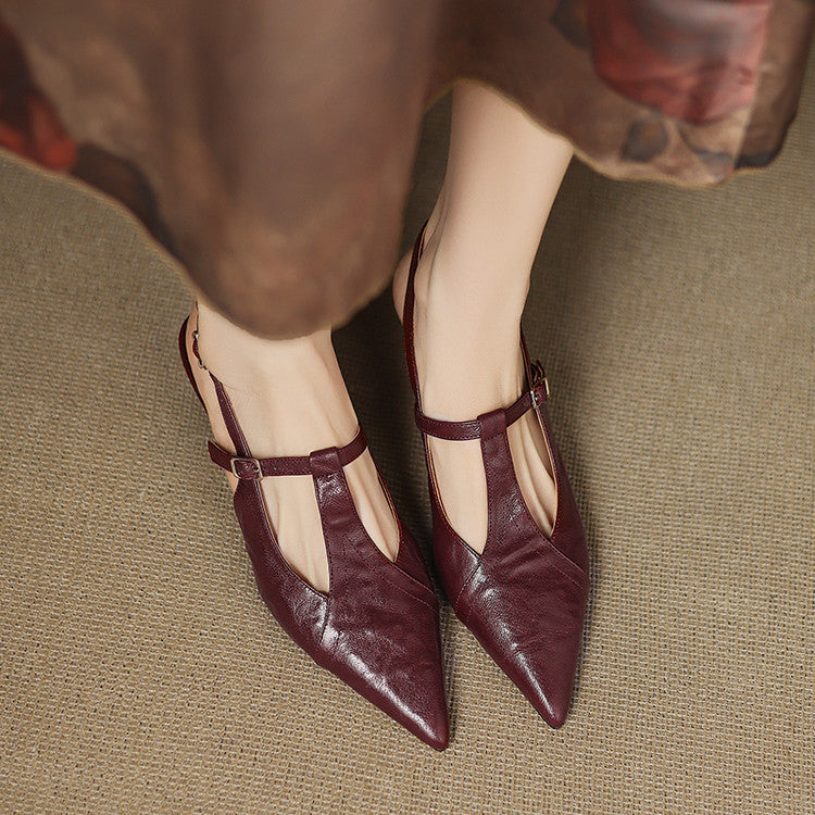 FRANCISCA | Zapatos Con Tacón Bajo De Cuero Auténtico