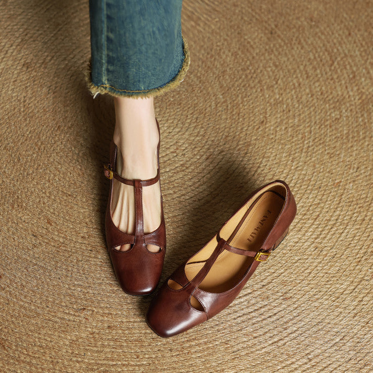 FELICIA | Zapatos Estilo Mary Jane Con Tacón Cuadrado