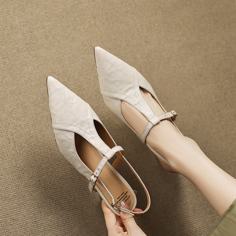 FRANCISCA | Zapatos Con Tacón Bajo De Cuero Auténtico