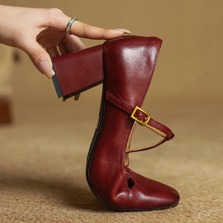 FELICIA | Zapatos Estilo Mary Jane Con Tacón Cuadrado