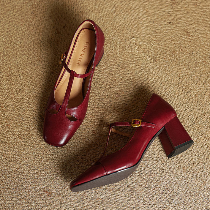 FELICIA | Zapatos Estilo Mary Jane Con Tacón Cuadrado