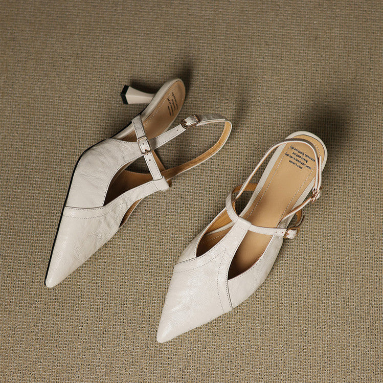 FRANCISCA | Zapatos Con Tacón Bajo De Cuero Auténtico