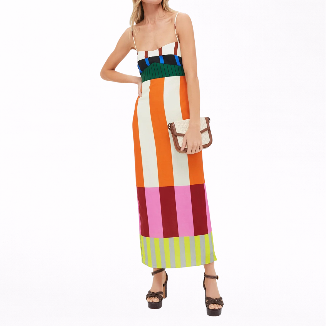 Paloma | Vestido maxi colorido de rayas