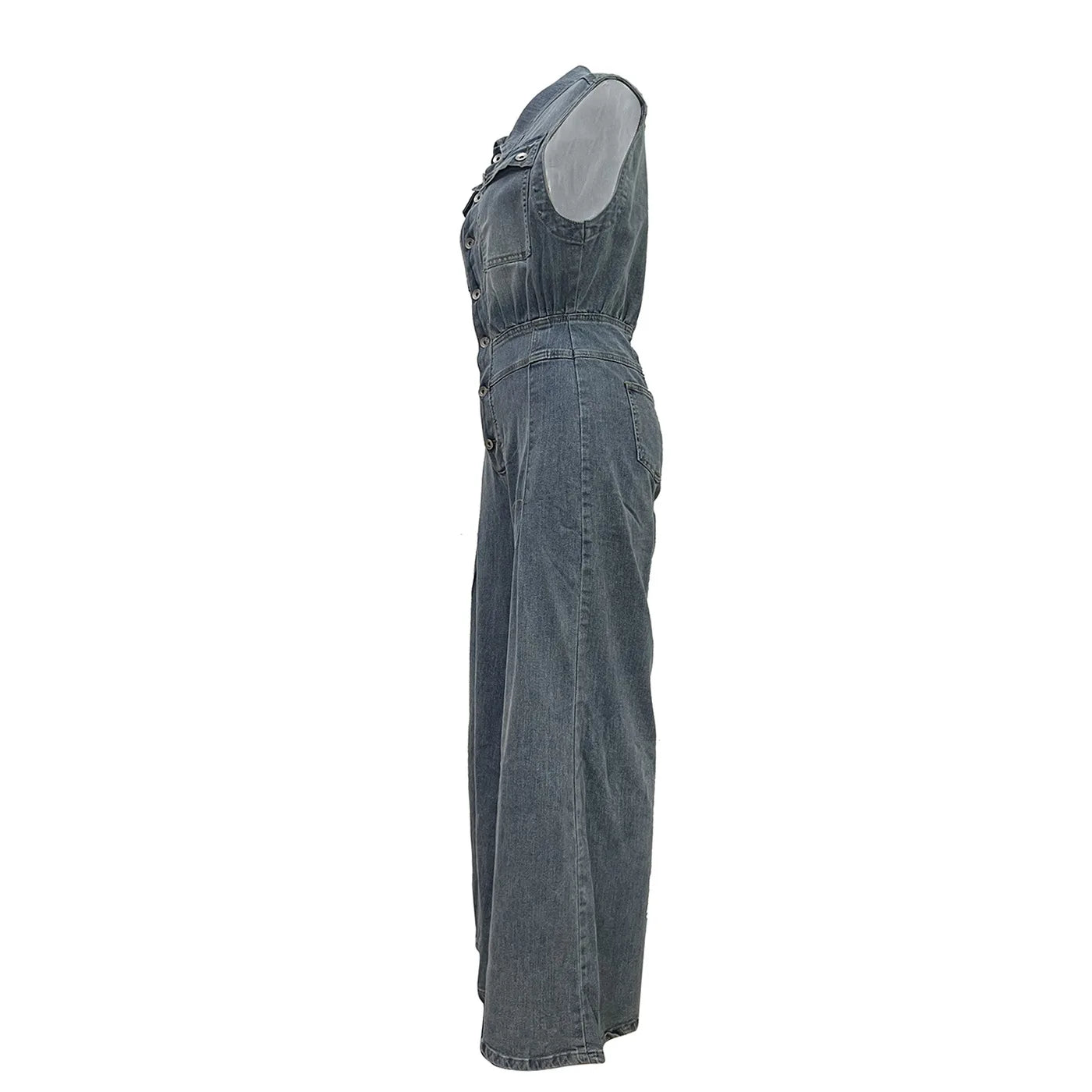 Stella | Mono de denim con cintura entallada y piernas anchas