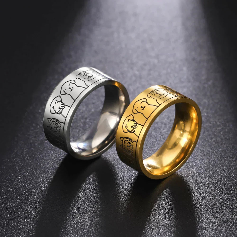 Anillo De Acero Inoxidable Con Motivos De Perros