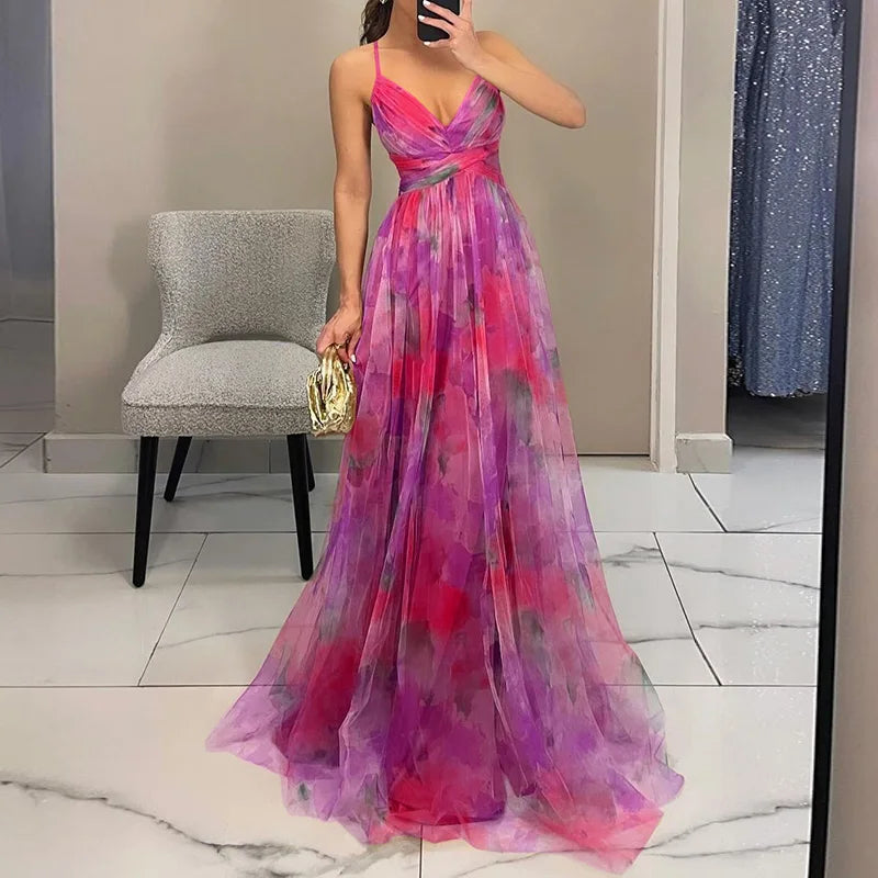 Giselle | Encantador vestido maxi con estampado floral