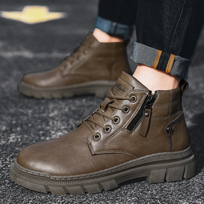 Bill | Botines Chelsea de cuero de horma ancha y estilo retro