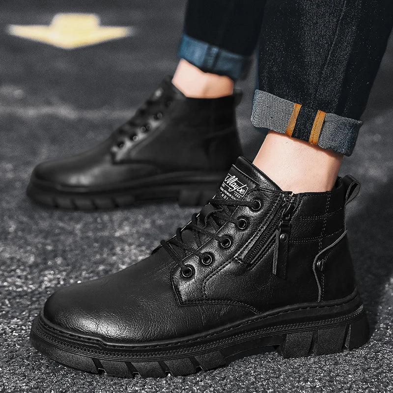 Bill | Botines Chelsea de cuero de horma ancha y estilo retro
