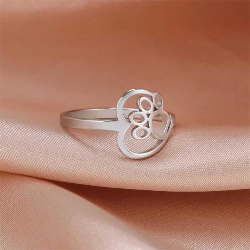 Anillo Con Corazón Y Pata De Acero Inoxidable