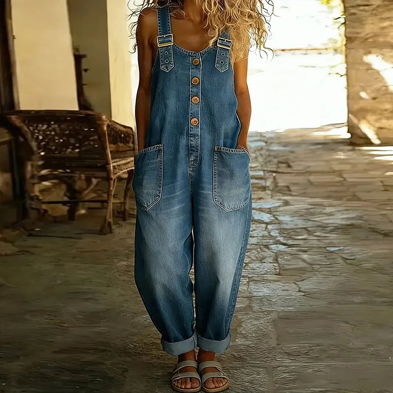 Saylor | Overoles de mezclilla con aspecto vintage suave y tirantes ajustables
