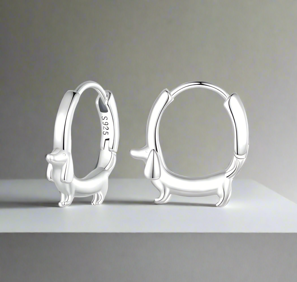 Pendientes De Aro Con Diseño De Perro Salchicha