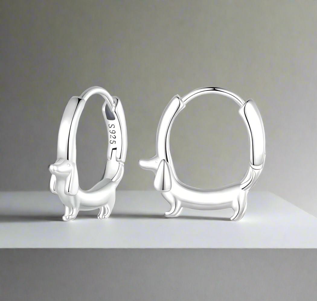 Pendientes De Aro Con Diseño De Perro Salchicha