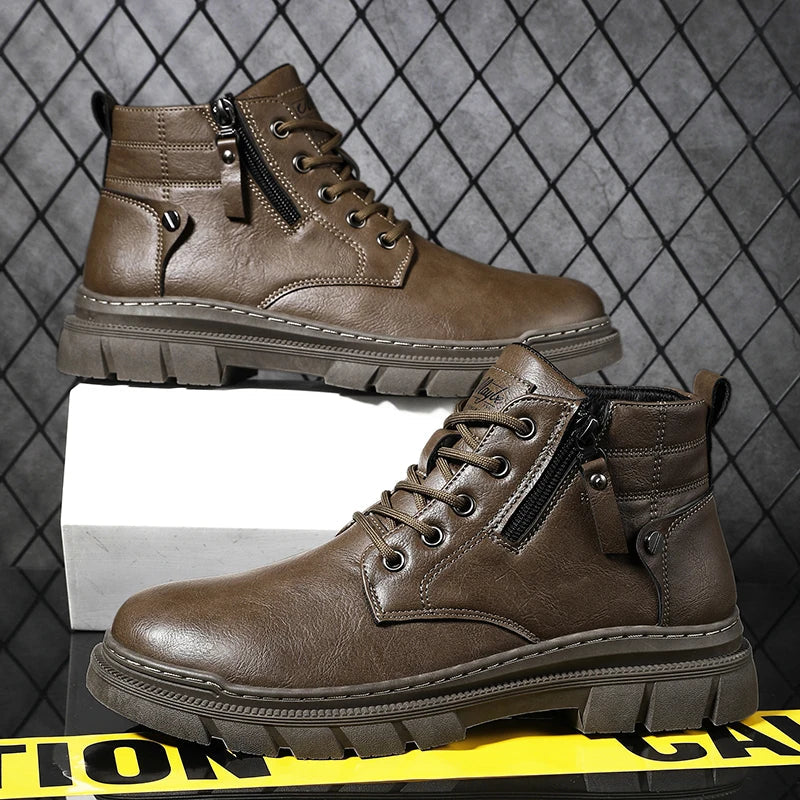Bill | Botines Chelsea de cuero de horma ancha y estilo retro