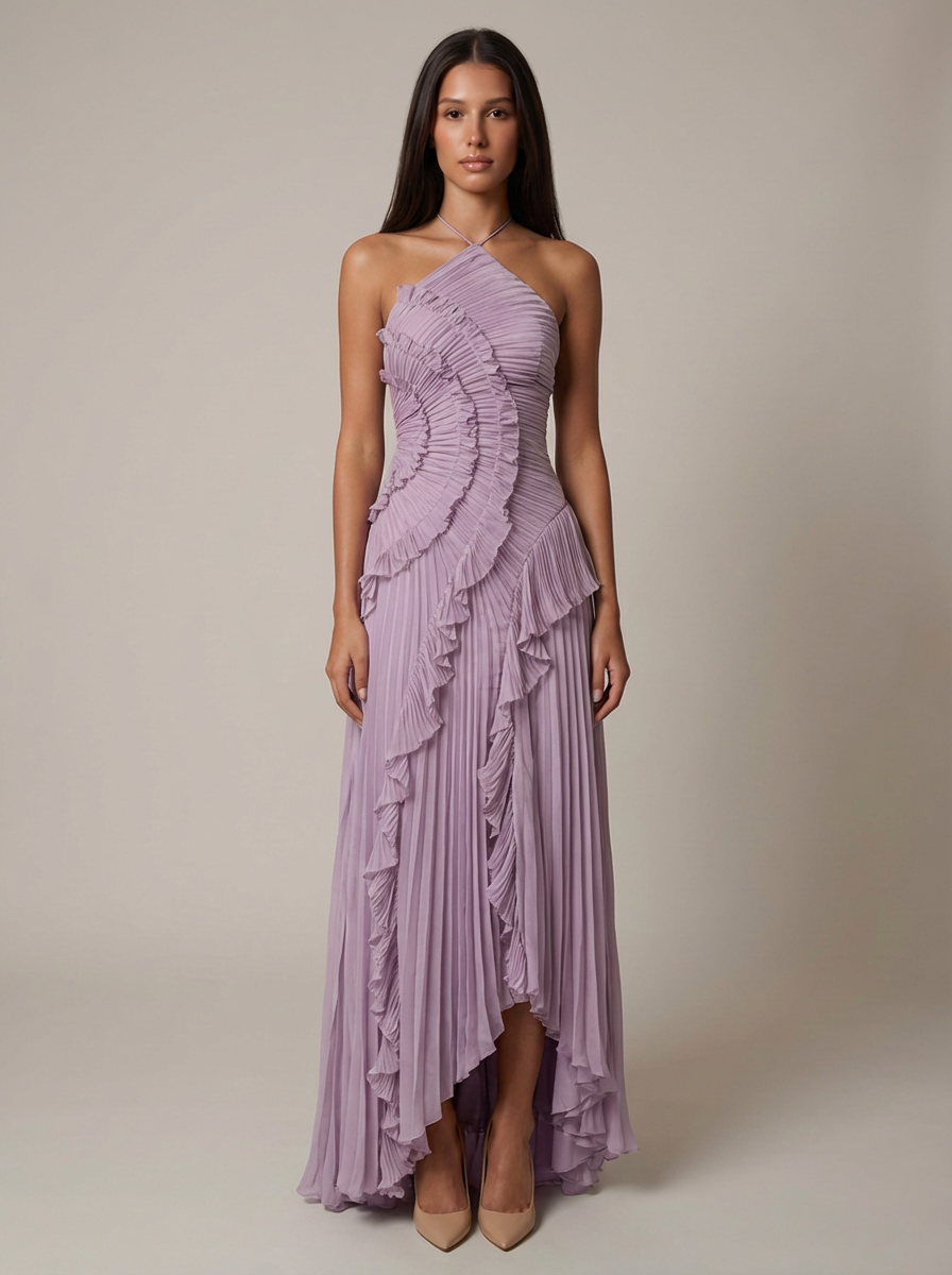 Thalvine lilac halter neck maxi dress