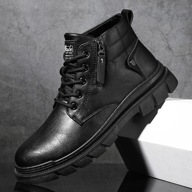 Bill | Botines Chelsea de cuero de horma ancha y estilo retro