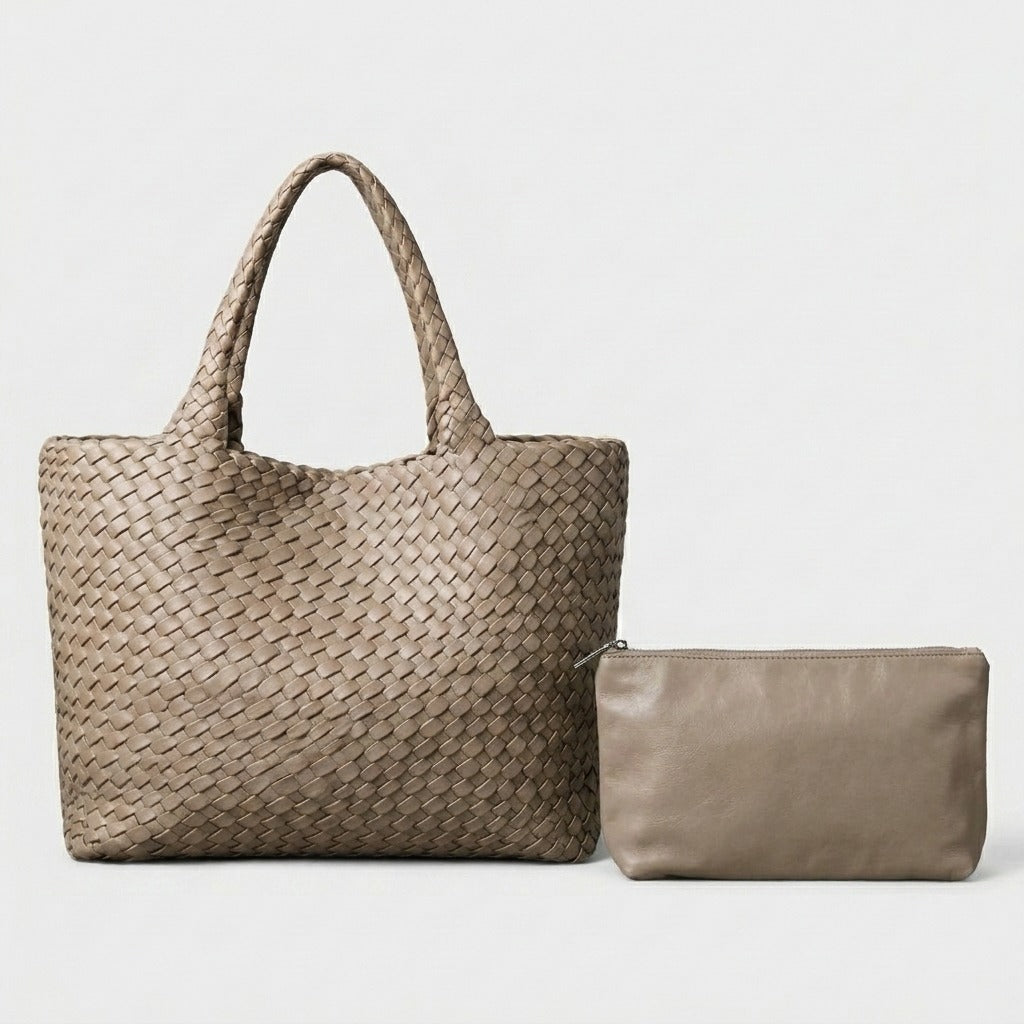 Mia Boutique™ | bolso tote trenzado hecho a mano + monedero a juego