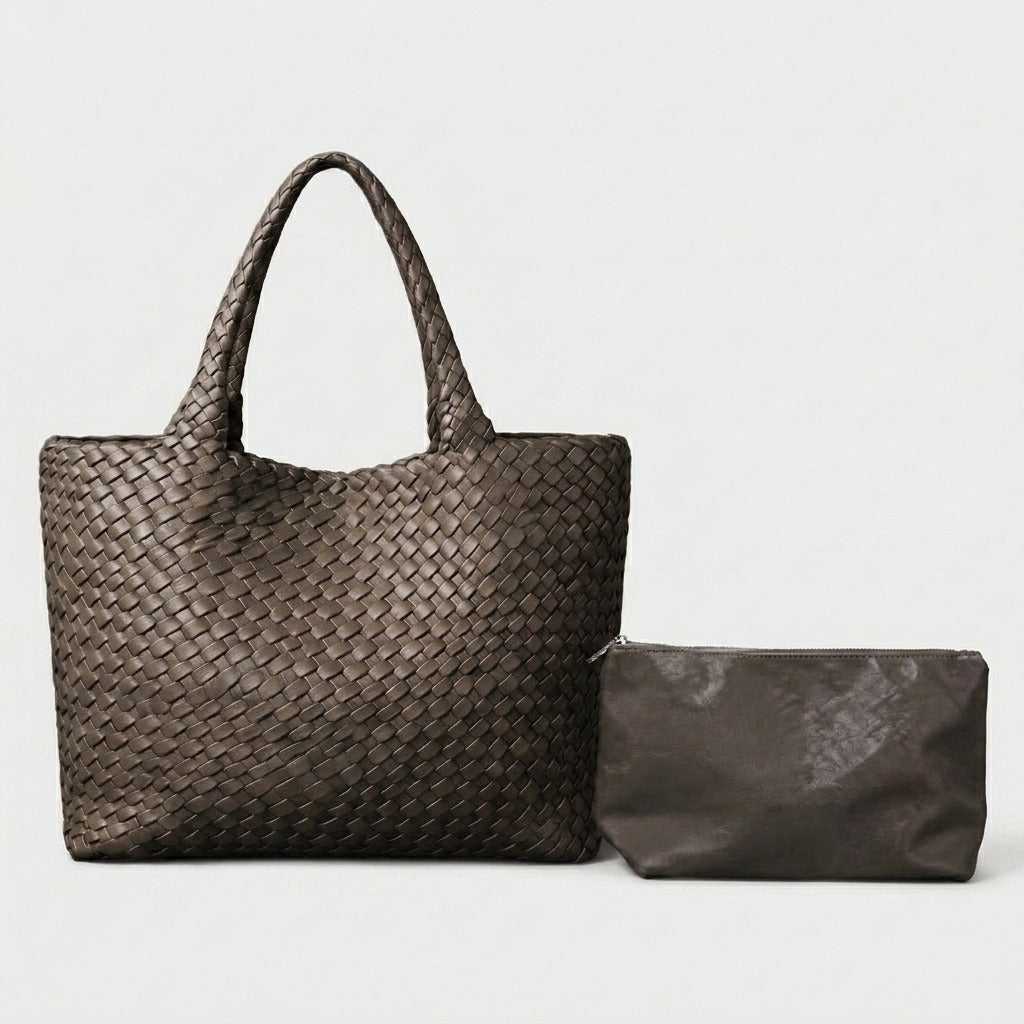 Mia Boutique™ | bolso tote trenzado hecho a mano + monedero a juego