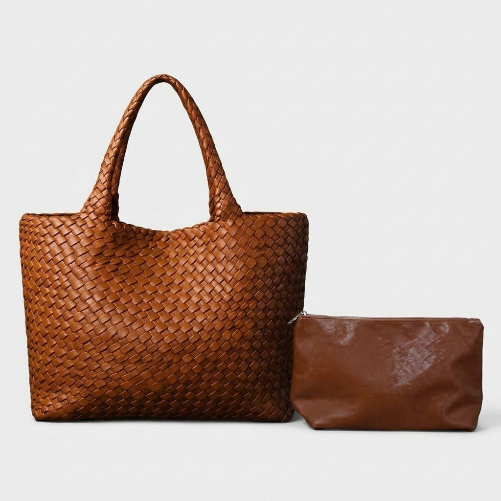 Mia Boutique™ | bolso tote trenzado hecho a mano + monedero a juego