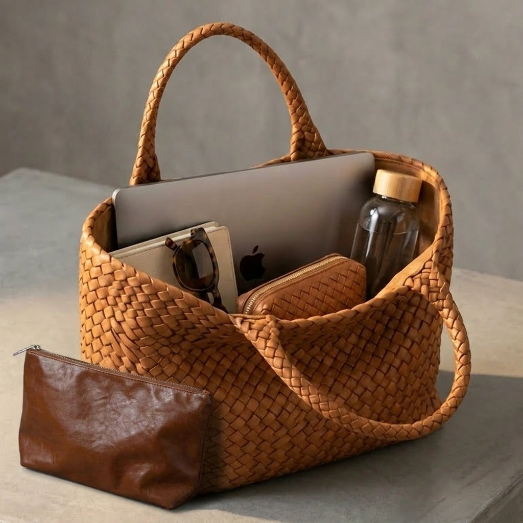 Mia Boutique™ | bolso tote trenzado hecho a mano + monedero a juego