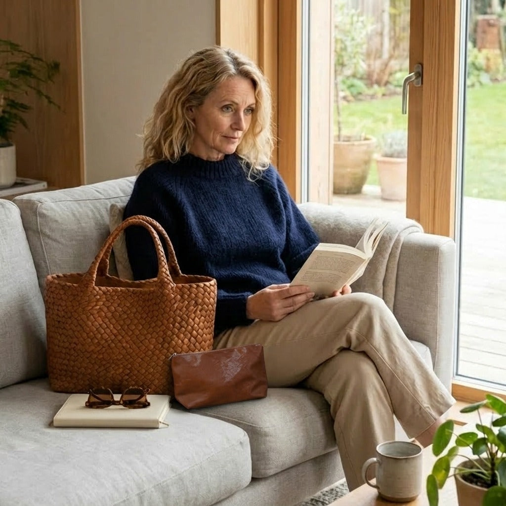 Mia Boutique™ | bolso tote trenzado hecho a mano + monedero a juego