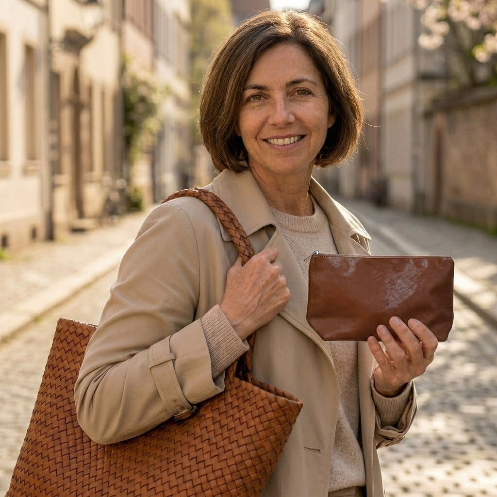 Mia Boutique™ | bolso tote trenzado hecho a mano + monedero a juego