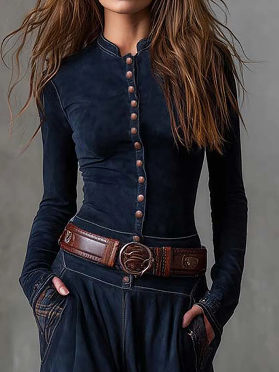 MICHELLE | Maxi Vestido De Ante Estilo Western-Boho