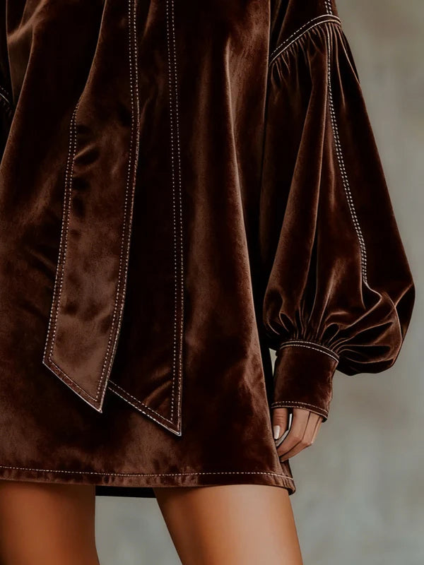 VALENTINA | Mini Vestido De Terciopelo Con Lazo