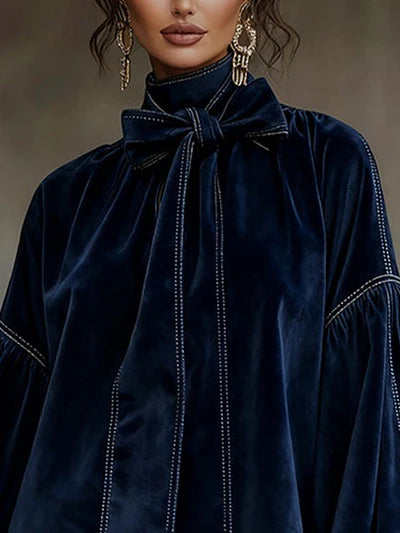 VALENTINA | Mini Vestido De Terciopelo Con Lazo