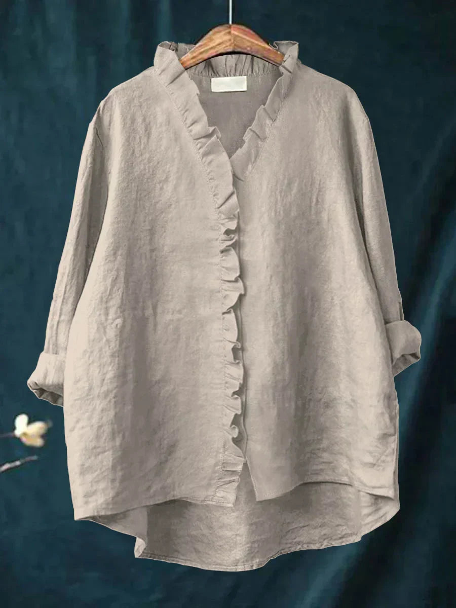 Lia | Blusa de lino y algodón con volantes