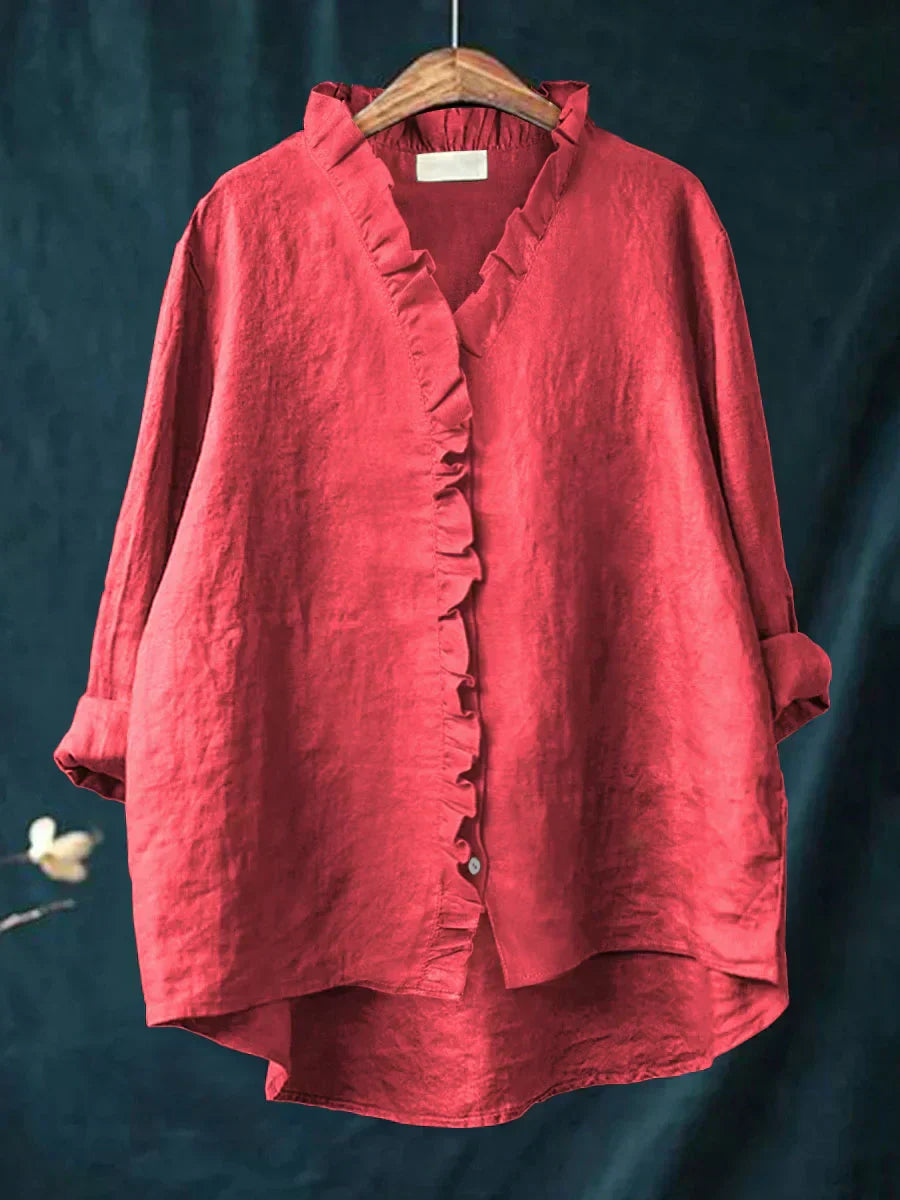 Lia | Blusa de lino y algodón con volantes
