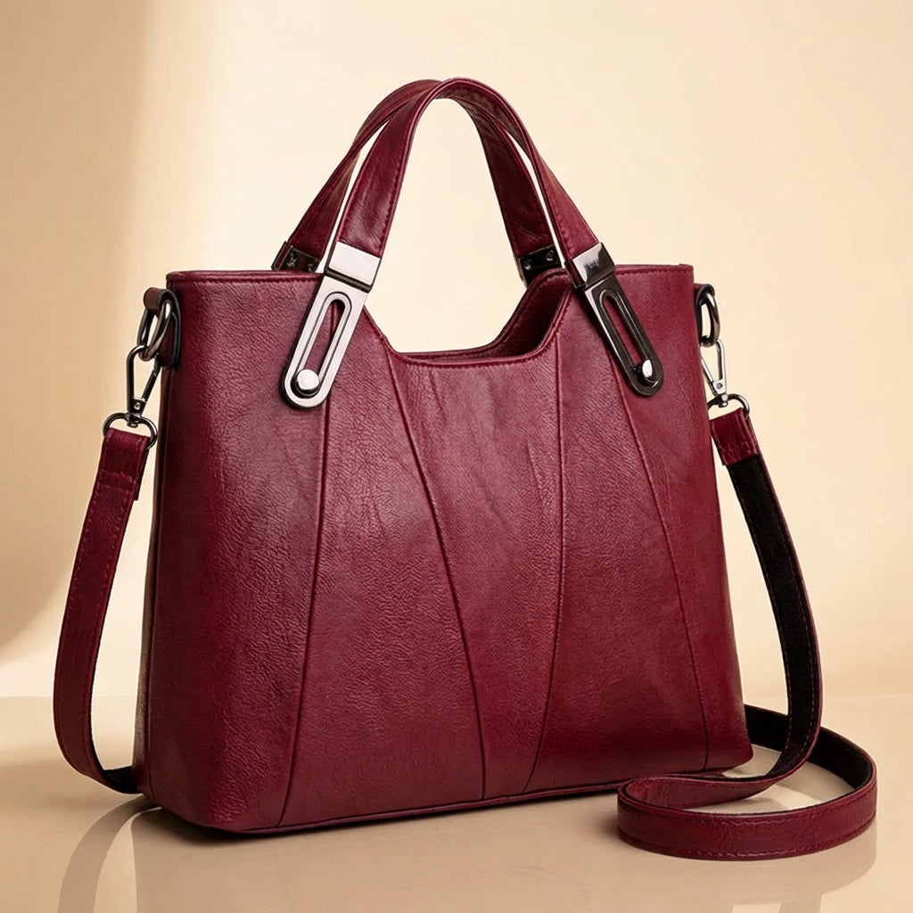 Bolso de cuero color siena