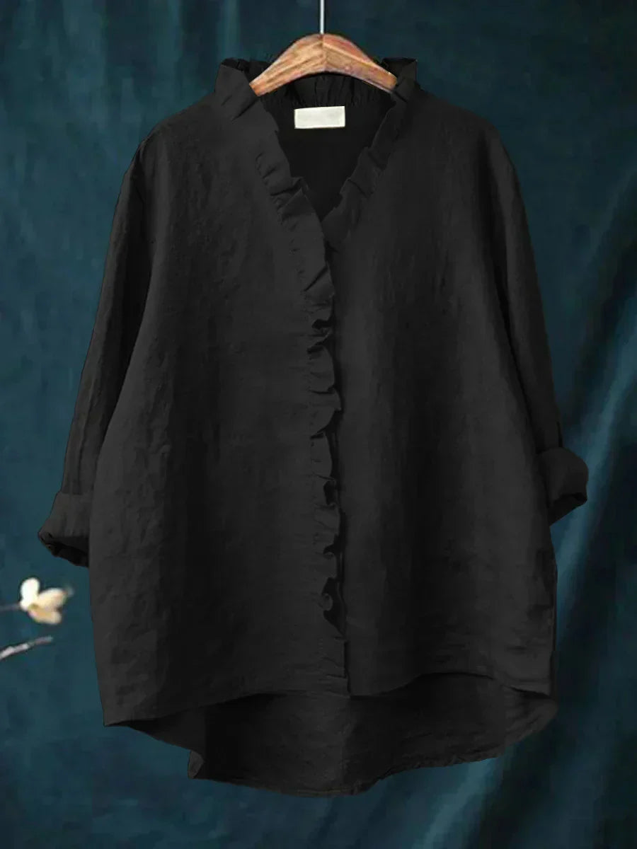 Lia | Blusa de lino y algodón con volantes