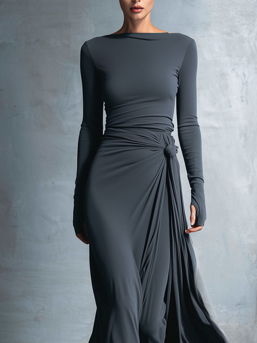 Naiara | Vestito lungo con nodo laterale