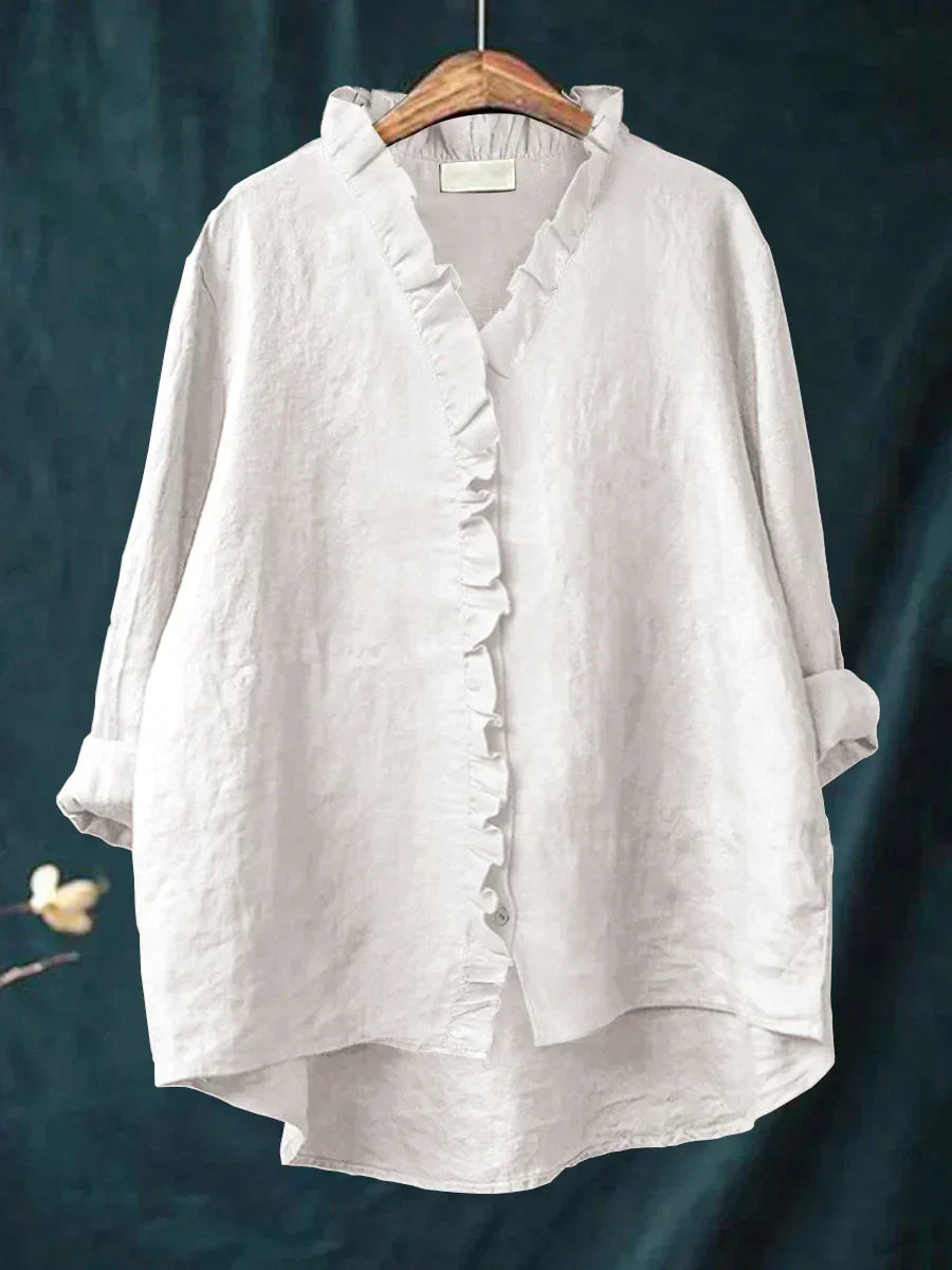 Lia | Blusa de lino y algodón con volantes