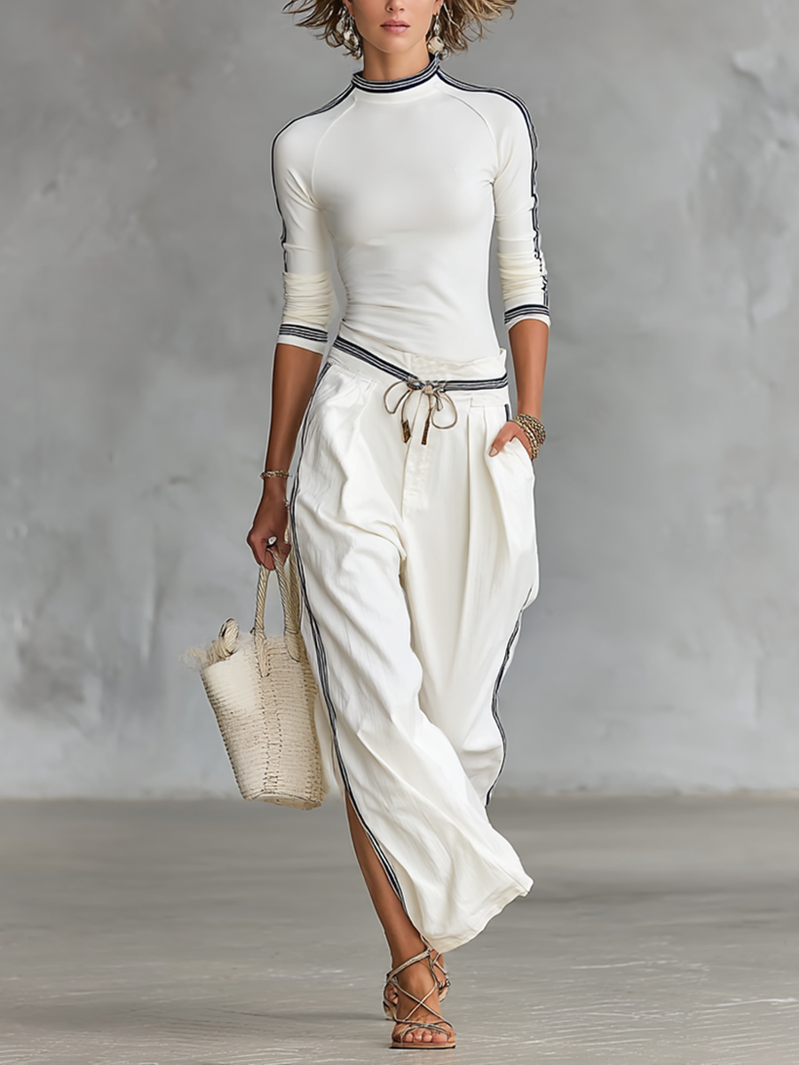 Conjunto deportivo, pantalón ancho con cordón