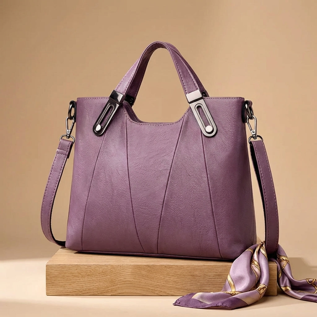 Bolso de cuero color siena