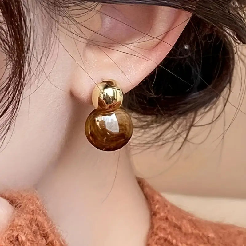 Pendientes colgantes de ámbar Aurélie | Oro