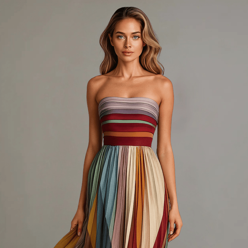 Vestido largo multicolor sin mangas