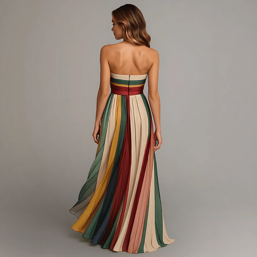 Vestido largo multicolor sin mangas