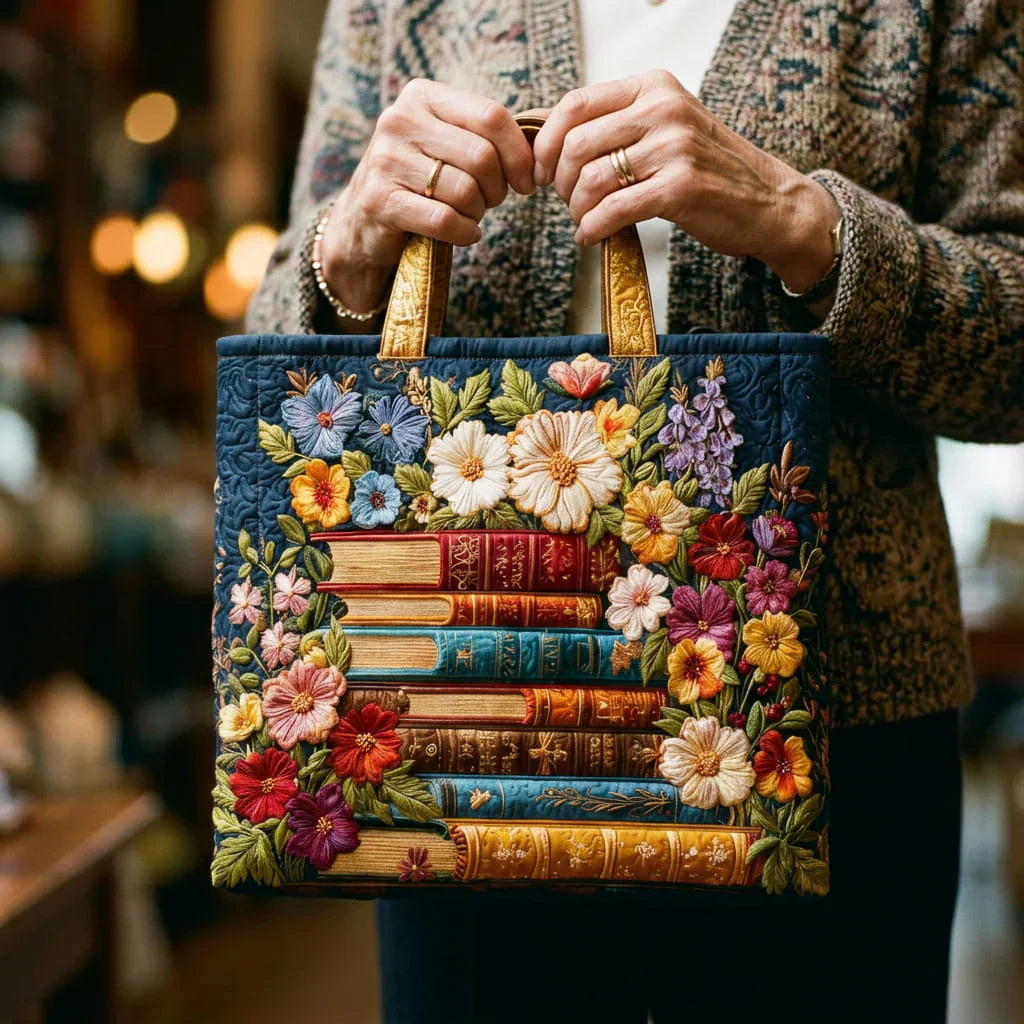 Bolso hecho a mano - Biblioteca de flores