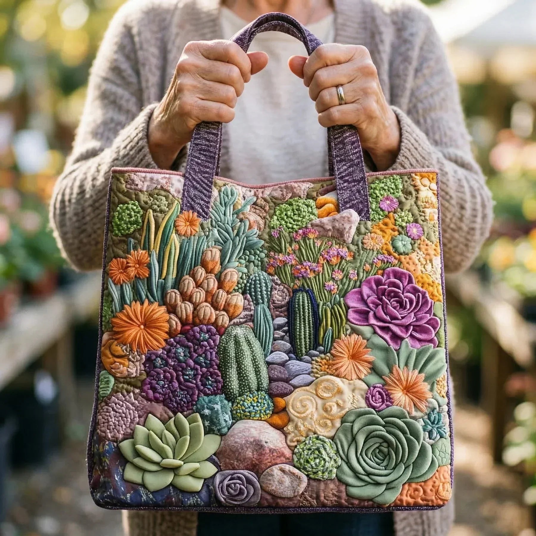 Bolso hecho a mano - suculentas
