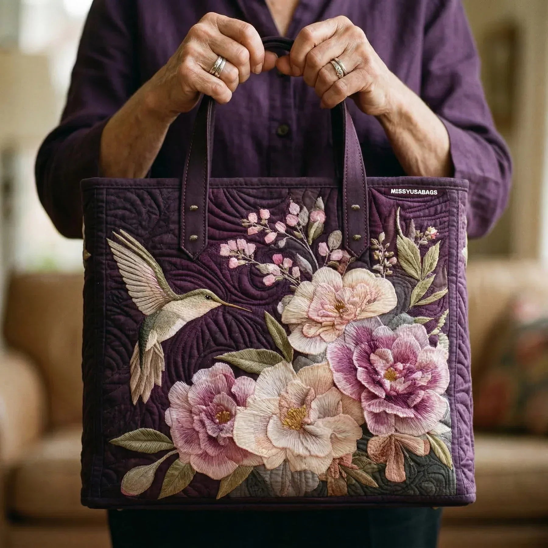 Bolsa hecha a mano - colibríes