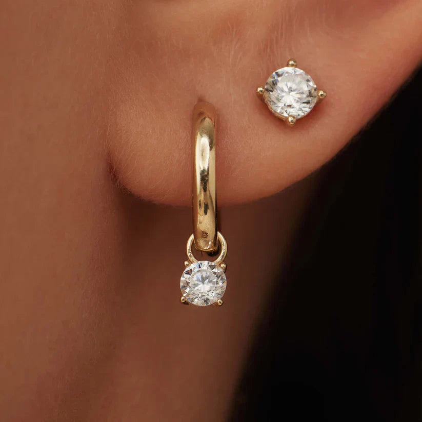 Conjunto de pendientes de piedra Larmes de Lune | Oro