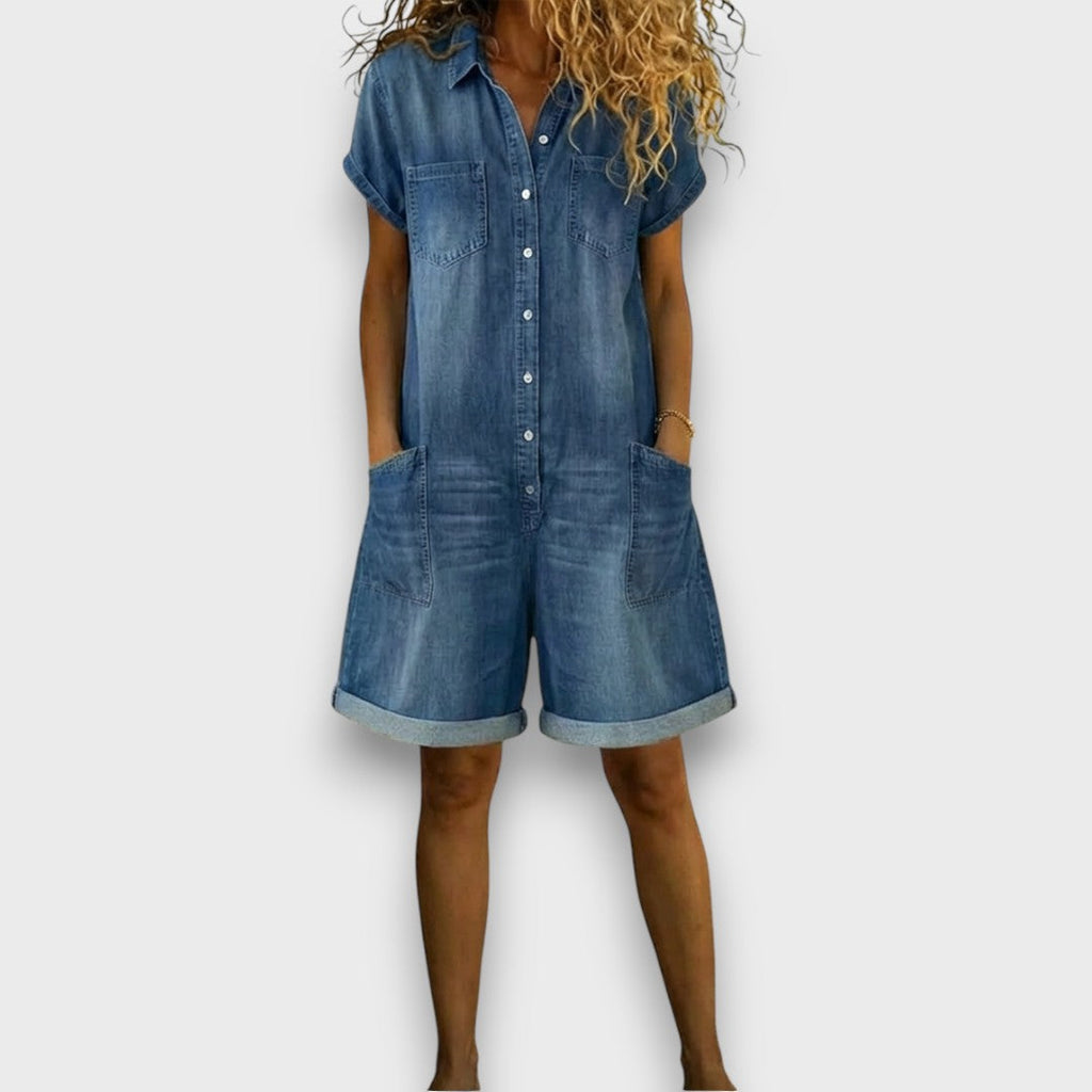 Saylor | Peto corto vintage de algodón con aspecto denim