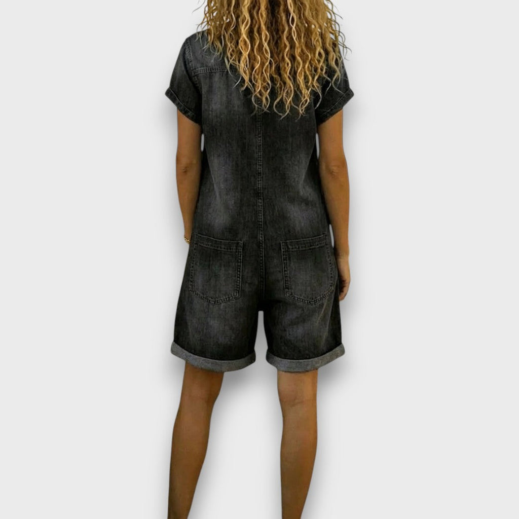 Saylor | Peto corto vintage de algodón con aspecto denim