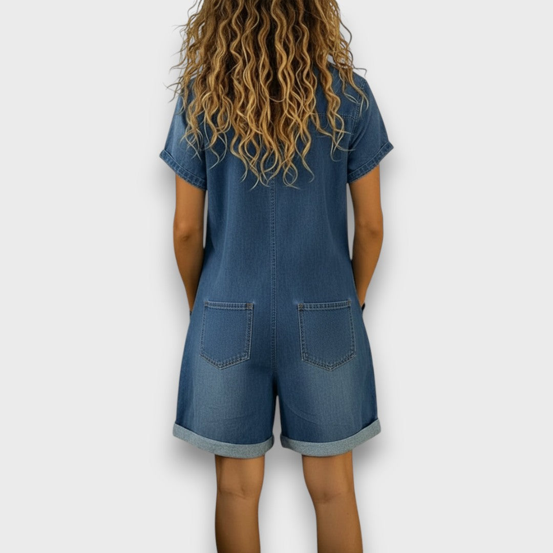 Saylor | Peto corto vintage de algodón con aspecto denim