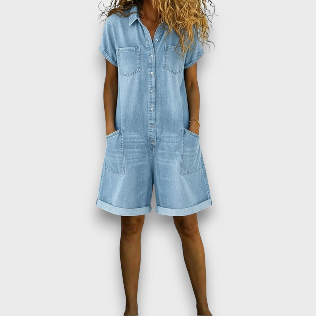 Saylor | Peto corto vintage de algodón con aspecto denim