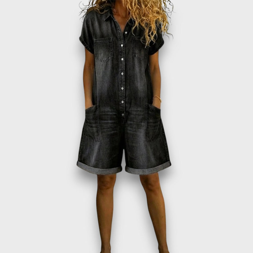 Saylor | Peto corto vintage de algodón con aspecto denim
