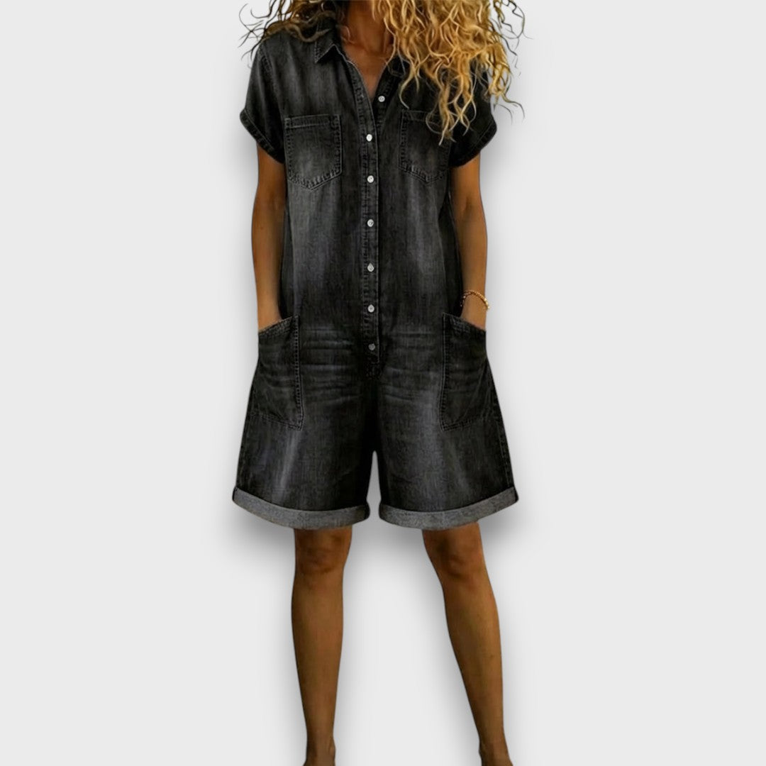 Saylor | Peto corto vintage de algodón con aspecto denim